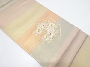 アンティーク　亀甲に菊模様刺繍袋帯（材料）